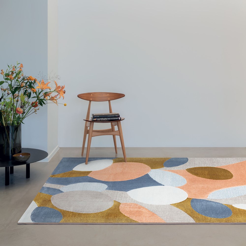 Moda 47125 GC990 Geometric Rugs in Gold Blue